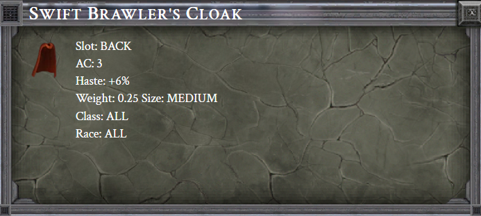 SWIFT BRAWLER'S CLOAK item card